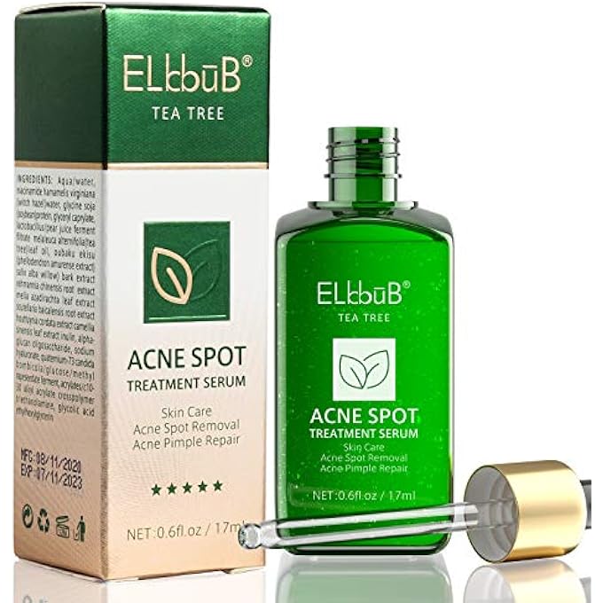 ELBBUB ACNE TREATMENTS SERUM,ACNE SPOT TREATMENT TEA TREE CLEAR SKIN SERUM FOR CLEARING SEVERE ACNE, BREAKOUT, PIMPLE, AND REPAIRING SKIN - Image 1
